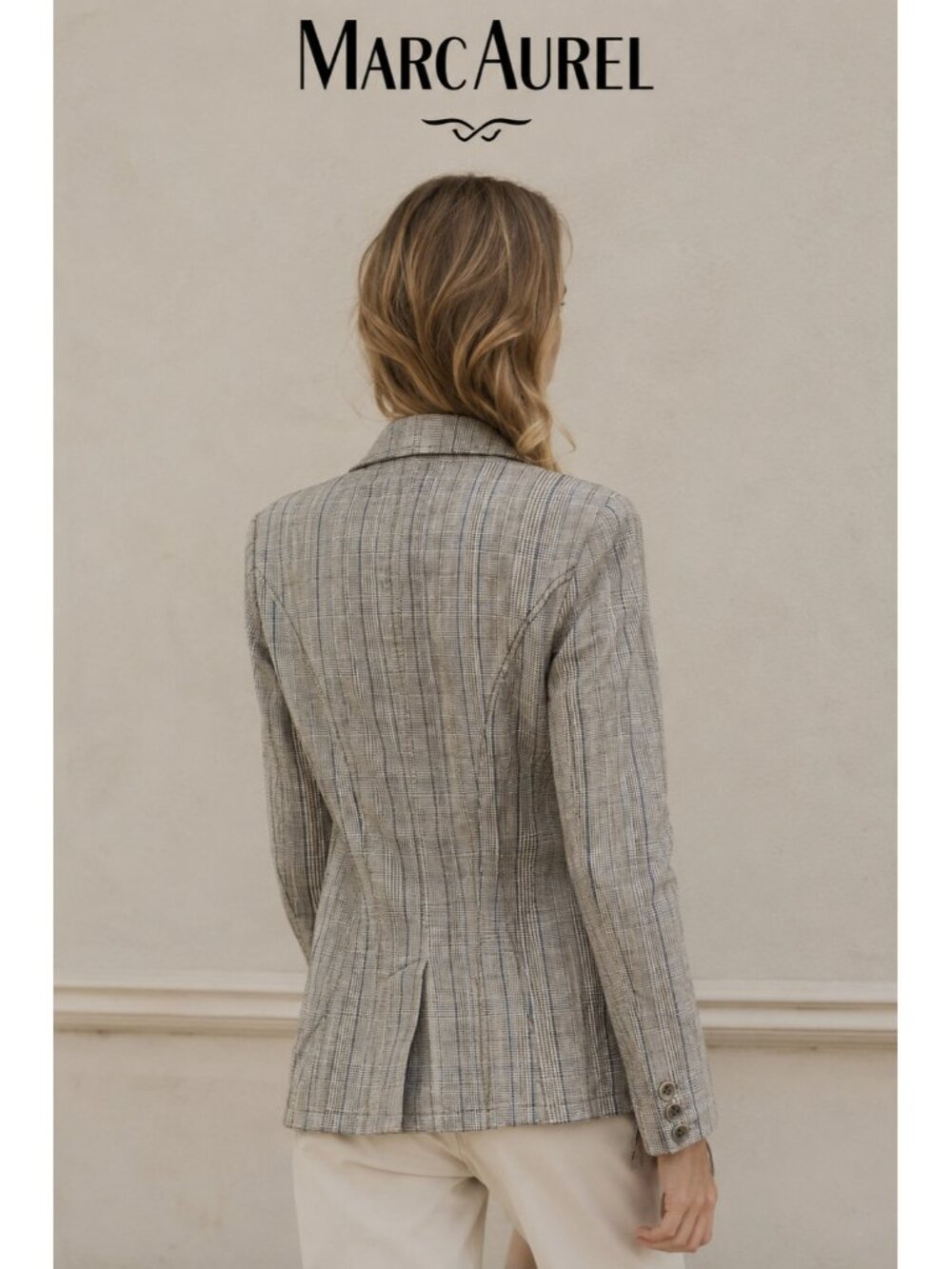 Marc Aurel Women’s Plaid Linen Cotton Blazer US 4 EU 34 Quiet Luxury - Picture 16 of 16